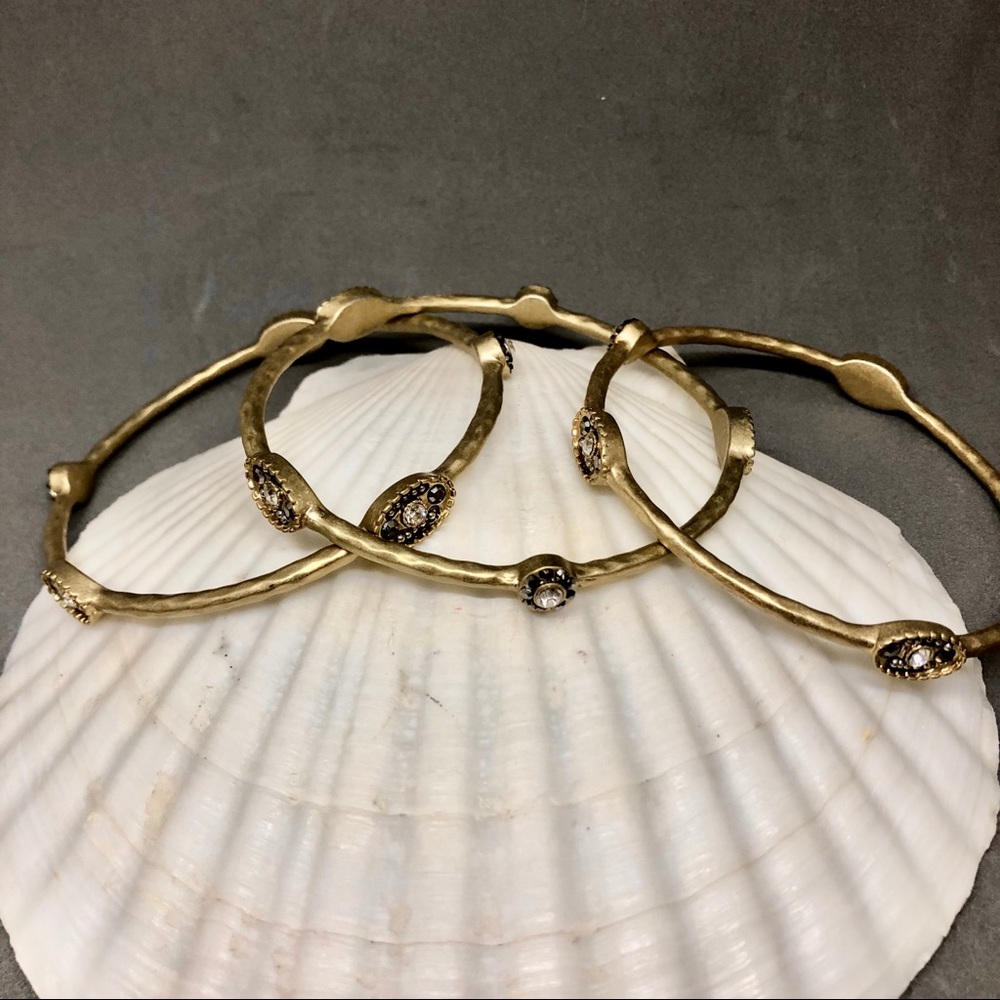 Set of 3 Goldtone Rhinestone Bangle Bracelets EUC